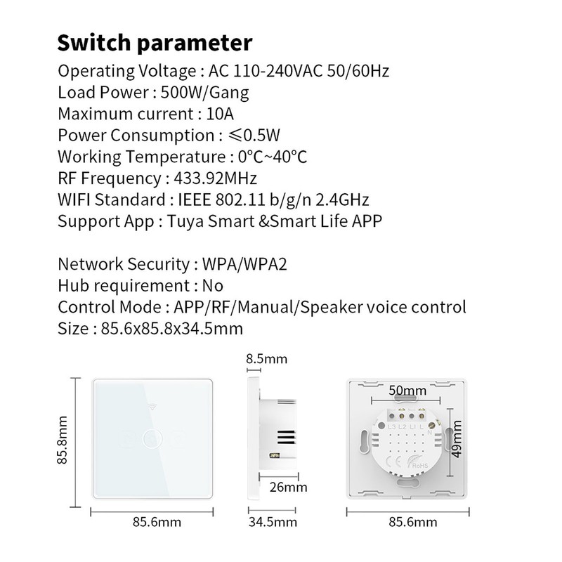WiFi Smart Light Switch Wireless Smart Light Switch with Intelligence