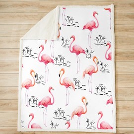 Flamingo Sherpa Blanket for Sofa Bed Couch Tropical Flamingo Pattern Fleece Throw Blanket Cute Animal Design Fuzzy Blanket Bird Print Plush Blanket Pink Decor Flannel Blanket Baby 30"x40"