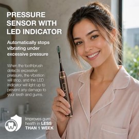 Cepillo de dientes eléctrico blanqueador Wagner Stern IntelliBrush Series con sensor de presión. Ofrece 4 modos de cepillado, 3 intensidades, 8 cabeza