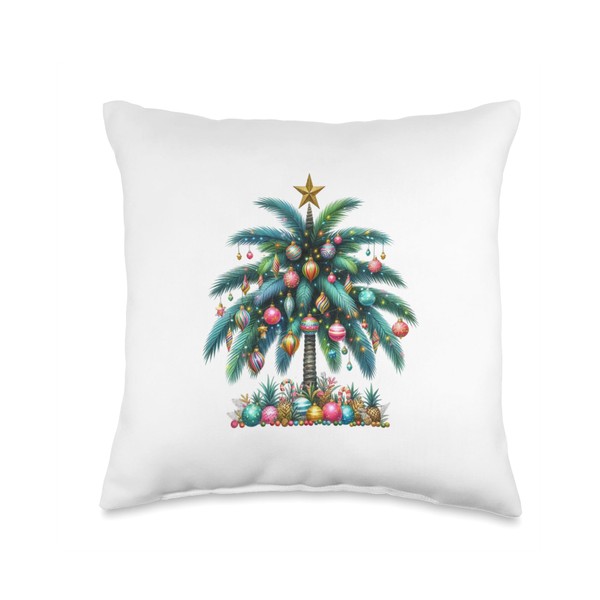 Christmas Palm Tree Lights Xmas Tropical Hawaii Palm Tree Throw