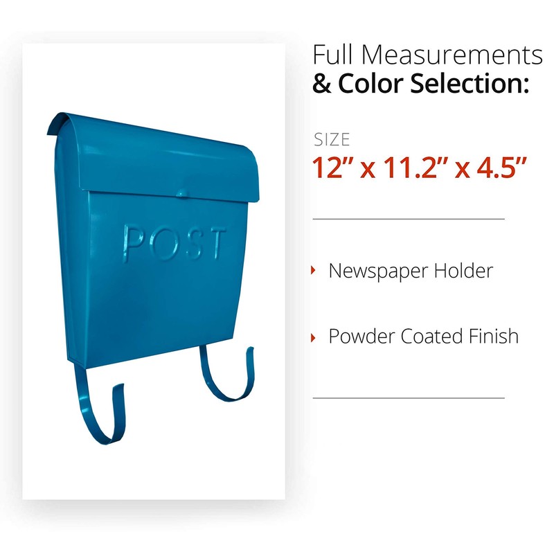 NACH Euro Series Modern Mailbox, Decorative Mail Holder, Wall Mount
