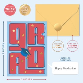 Sweetzer & Orange Graduation Card with Gold Foil – 5”x7” Premium Grad with Envelope – Thick Cardstock 300gsm – Graduation Card with Interior Greeting – Elegant Congratulations for All Grads