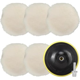 NuoDunco 150 mm Polierpad aus Wolle, 7-teiliges Polierpad, Polierset für Auto, Polierscheibe zum Polieren und Wachsen von Autos, mit M14-Bohreradapter