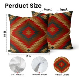 FISWAFY Boho Southwestern Aztec Tribal Pillow Covers 18x18, Southwestern Home Decor, Western Native American Ethnic Decorative Throw Pillow Covers for Couch Bedroom Living Room Home