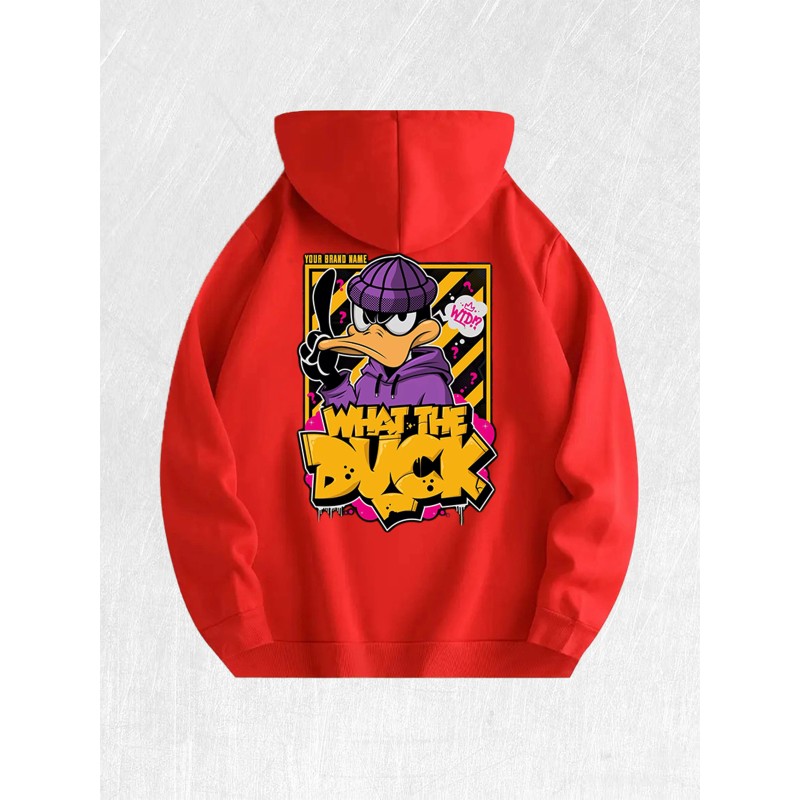 What the Duck Graffiti Hoodie 100% Cotton US Warehouse 7