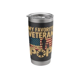 Veteran Pop Love AMerican Flag Military Veterans Day Father Stainless Steel Insulated Tumbler