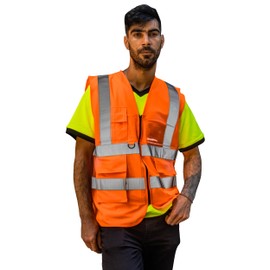 Capto Capto Apparel Warnweste fr Herren & Damen - Warnschutz Arbeitsweste Sicherheitsweste - Reflektierende Streifen - Sicherheitswarnweste - Hohe Sichtbarkeit Reflektierende Weste - Arbeitsweste - XXL