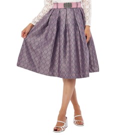 Lifos 0800 Dirndl Skirt, Costume Skirt with Belt Paisley Pattern, Oktoberfest, Pink-Grey