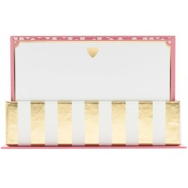 Graphique Notas planas de corazón dorado: papelería para tarjetas de notas con adorable borde rosa suave y corazón dorado impreso, 50 tarjetas de nota