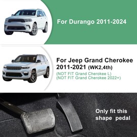 GZJUNFUGJ Stainless Steel Pad Compatible for Grand Cherokee (WK2) 2011-2021 Compatible for Durango 2011-2024 Brake Aaccelerate Gas Pedal Throttle Pad Cover Accessories