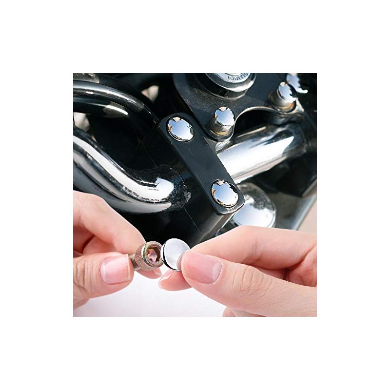 KiWAV motorcycle round bolt cap screw cover plug chrome for