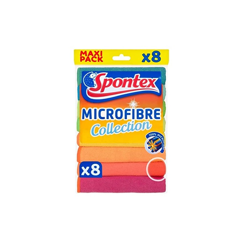 Spontex Multi Purpose Microfibre Cloths - Packs of 8 (1)