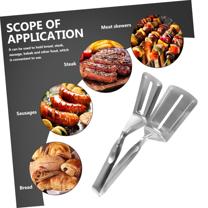 BIUDECO Cooking Gadgets Metal Spatula Stainless Steel Tong for Steak
