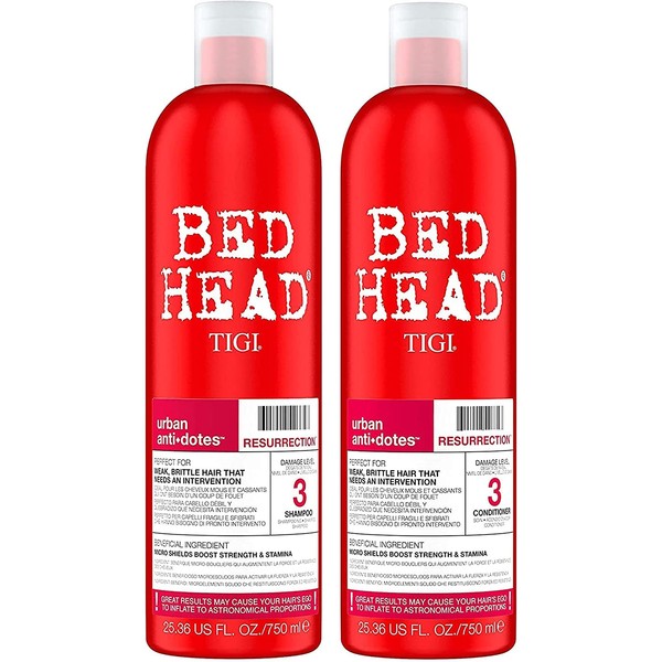Bed Head by TIGI Urban Antidotes Resurrection Shampoo and Conditioner for Damaged Hair 25.36 fl oz 2 count