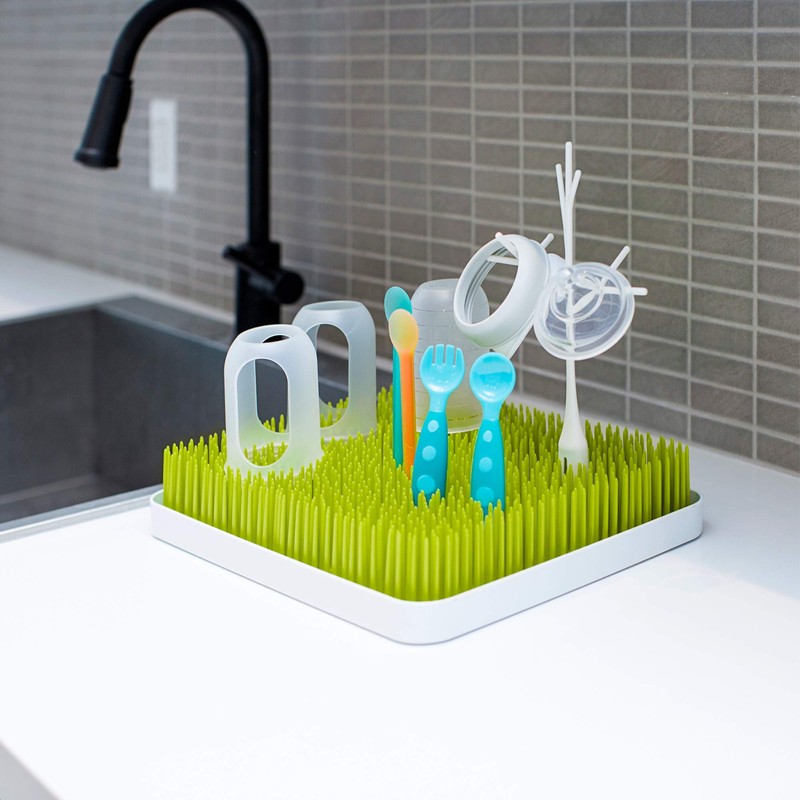 Boon Lawn Countertop Baby Bottle Drying Rack with Antimicrobial Tray