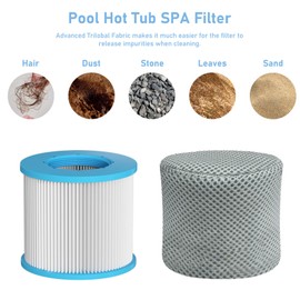 Spa Filter Replacement Cartridges, Pool Filters Hot Tub Accessories, Compatible with All RELXTIME Hot Tub, ALEKO Hot Tub, Wejoy Hot Tub Aquaspa, Screw-in Spa Filters (6 Filters + 6 Filter Covers)