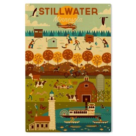 Lantern Press 10x15 Inch Wood Sign, Ready to Hang Wall Decor, Stillwater, Minnesota, Geometric