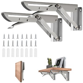 Folding Console Heavy Duty 250 mm, Pack of 2 Stainless Steel Folding Console Table Folding Shelf Brackets Folding Shelf Brackets Wall Shelf Support Bracket for DIY Bracket Folding Table