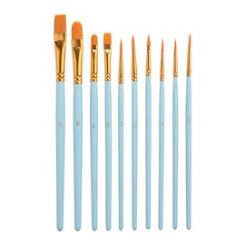 adspow Nylon Paint Brushes (10 Pcs), Acrylic Gouache Oil Paint Brush Set, Oil Painting for Beginners, Artists (Blue)