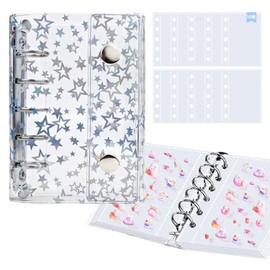M5 Sticker Notebook, Transparent Star Case, Includes 10 Card Sleeves, For DIY, Conference Notebooks, Mini Binders, Transparent Pockets, Multi Case, Personal Organizer, Portable, Convenient, Seal