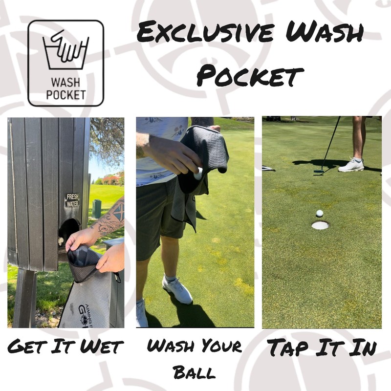 Multi-Function Magnetic Golf Towel with Wash Pocket, Magna-Anchor Technology, Waffle