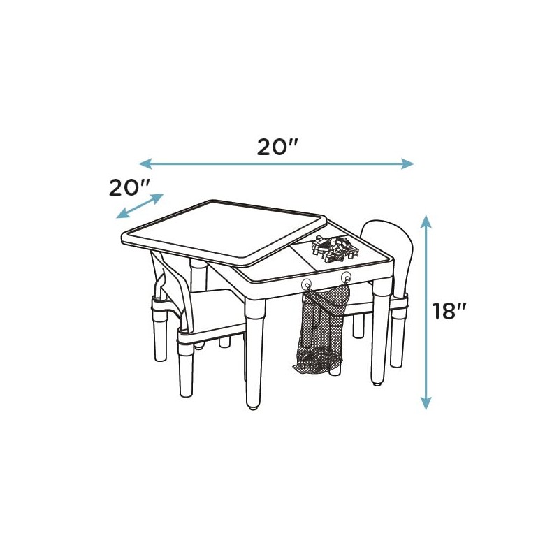 Humble Crew Kids Activity Table and 2 Chairs Set, White/Blue/Red