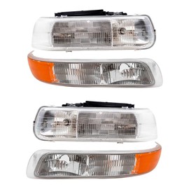 Brock Replacement Driver and Passenger 4 Pc Set Headlights with Side Signal Lights Compatible with 16526133 16526134 15199558 15199559