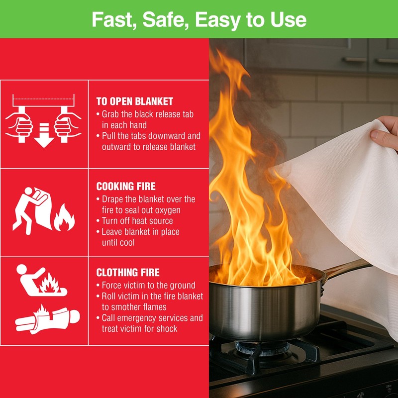 BURNBUSTER Emergency Fire Blanket - ASTM Certified Fire Suppression Blanket