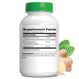 Botanic Choice Herbal Gas & Bloating Formula – Natural Digestive Support with Ginger, Peppermint & Caraway – 30 Vege Capsules