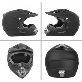 Motocross Helmet,Adult &Youth Trend Full Face Helmet,ATV Motorcycle Helmet,Dirt Bike Downhill Off-Road Mountain Bike Helmet,DOT Certified,4-Piece Set (Black, XL)