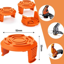 2 PCS Worx Trimmer Spool Cover WA0004/WA0010 Replacement - Durable Plastic Spool Cap Compatible with WG150E/WG154E/WG155E/WG160E/WG163E/WG169E Grass Trimmers