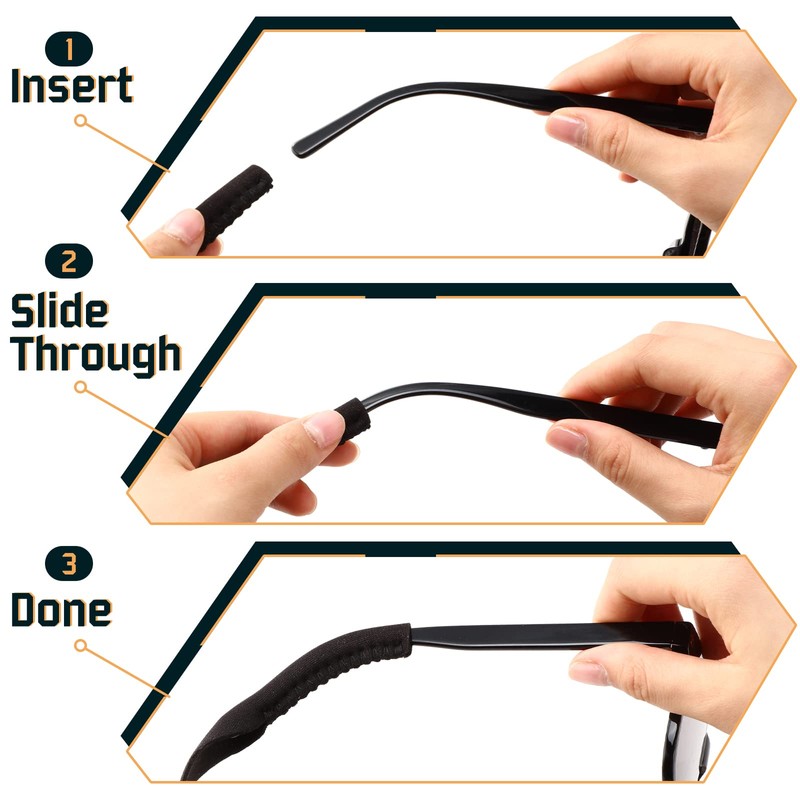 Konohan 8 Pack Black Men Women Neoprene Sunglass Straps Floating