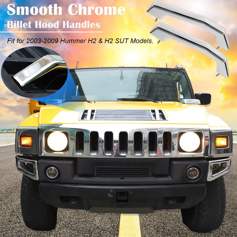johntruck 12498996 Silver Smooth Chrome Billet Hood Handles for All