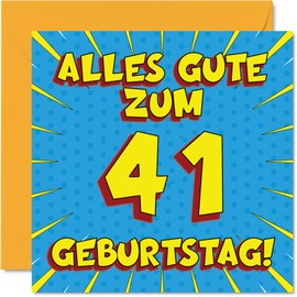 Stuff4 41st Birthday Card for Men Women Him Her - Comic Book - Forty First 41 Happy Card Birthday, 145mm Jokes Greeting Cards