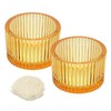 uxcell 2 Pcs Glass Tea Light Candle Holder, Round Ribbed