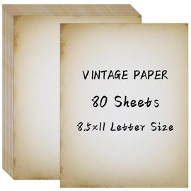 80 Sheets Vintage Paper, 8.5" x 11" Antique Stationary Paper for Writing, Letter Size Printer Paper, Double-sided Aged Parchment for Printing