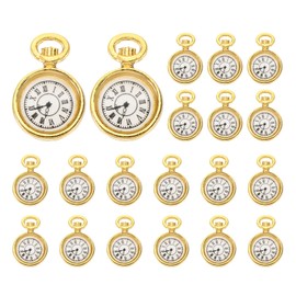 PATIKIL Watch Clock Charm Pendant, 20 Pcs Alloy Enamel Retro Vintage Pocket Watch Charm for Woman Necklace Earring Bracelet Jewelry Making and DIY Crafts, Gold Tone, 0.67 x 0.5 Inch