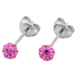Surgical Stainless Steel Earrings, 0.2 inch (4 mm) Balls, 1 Pair for Both Ears, Simple, Men's and Women's, Stainless Steel