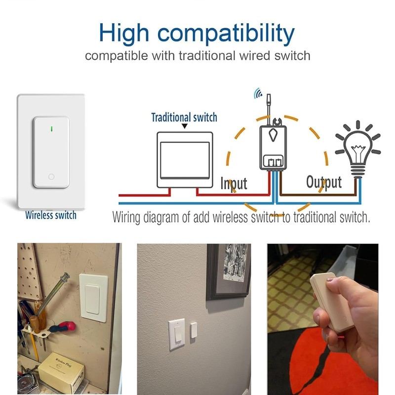 Wireless Remote Control Switch, Greencycle 1 Set Wireless Light Switch