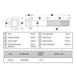 ARP Bolts Hex Black Oxide M10 x 1.25 x 25