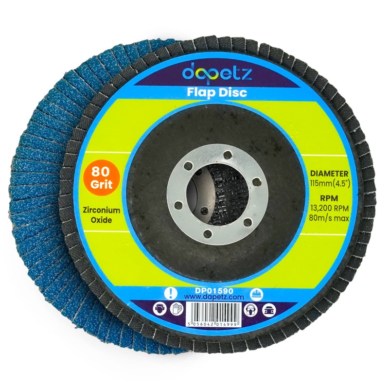 Dapetz ® Flap Discs 80 Grit 115mm Zirconia Pack of