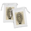 Ambesonne Indie Fabric Pouch Set of 2, Lion Character Portrait