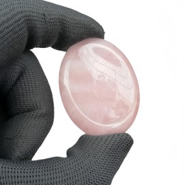 Sunshcat 2Pcs Natural Rose Quartz+Opalite Crystal Oval Shape Thumb Worry Stone,Stress Relax Healing Reiki Crystal Pocket Palm Stones