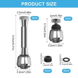 Pack of 4 Tap Extension, 360° Flexible Swivel Tap Aerator Swivel Tap Aerator, Tap Attachment Extension Rotatable Replacement for Kitchen Bathroom