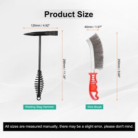 HARFINGTON 2pcs Welding Chipping Hammer 11.3" Slag Hammer with Coil Spring Handle 9.8" Welding Steel Wire Brush for Rock Pick Forged Brick