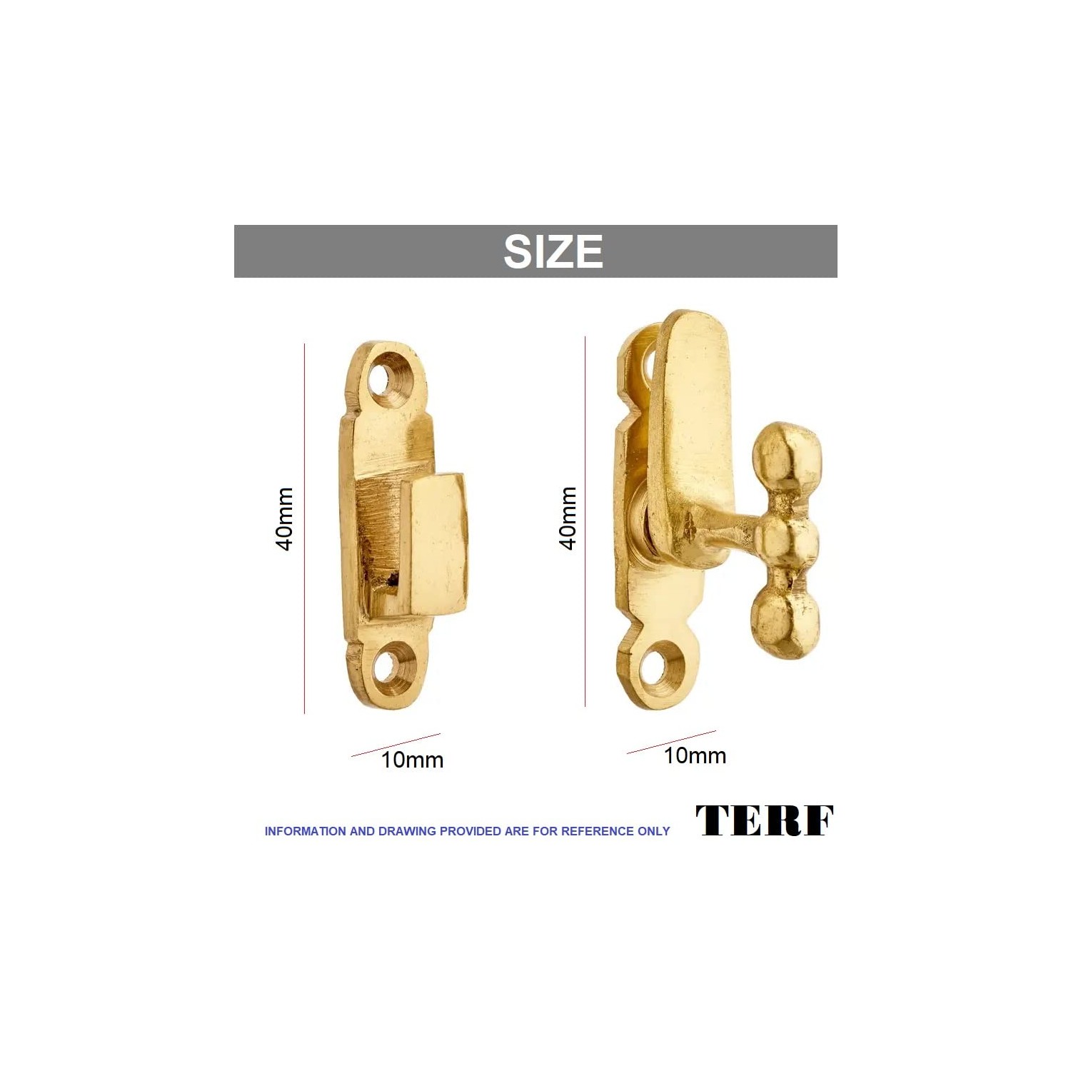 TERF® Showcase Type Catch Polished Brass 40mm Door Turn Catches ...