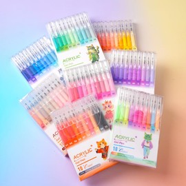 ROSYMENG 10 Colors Acrylic Gel Pens, 1.0mm Fine Tip Paint Markers for Canvas, Rock, Glass, Wood, Paper, DIY Craft Projects (Singer Cat)
