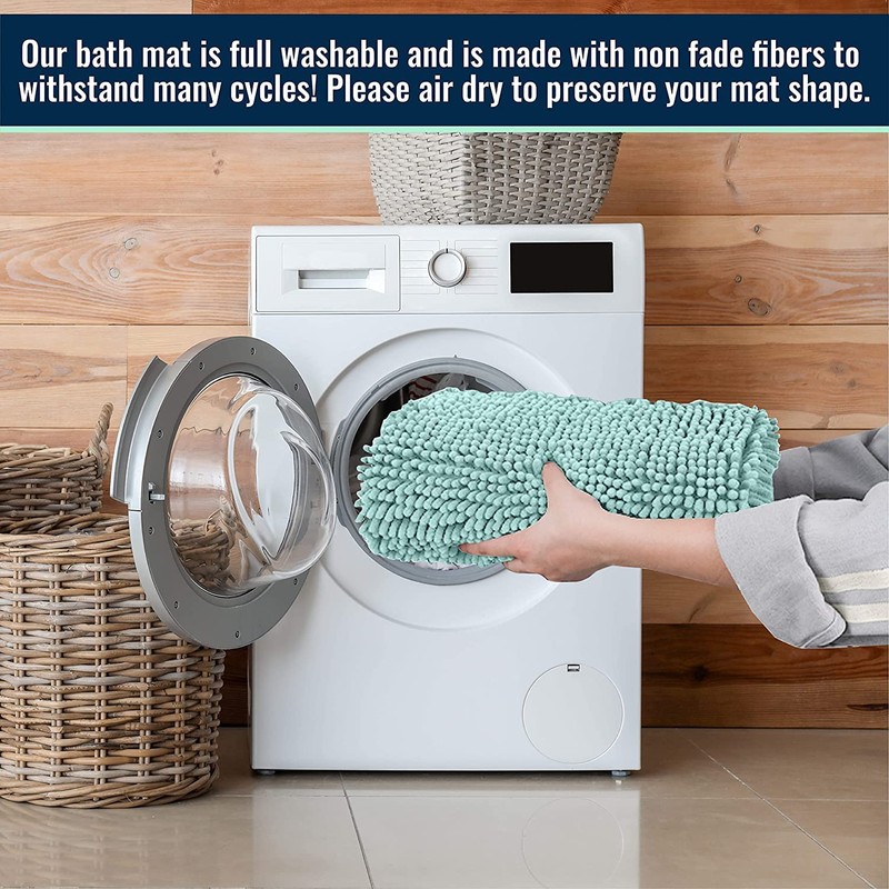 ITSOFT Chenille Bath Mat, Non Slip Bathroom Mat for Bathroom,