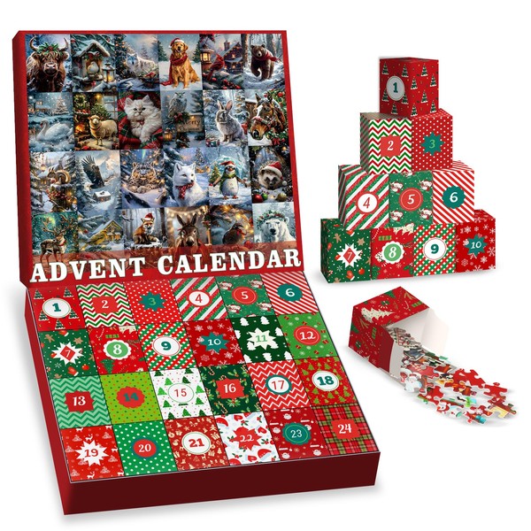 Christmas Animals Advent Calendar 2024 Puzzle for Adults 1000 Pieces,