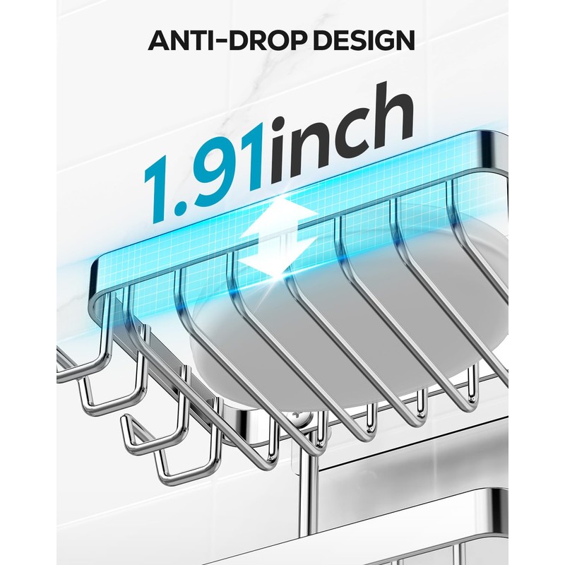 Nieifi Adhesive 2 Tier Bar Soap Holder, Stainless Steel for